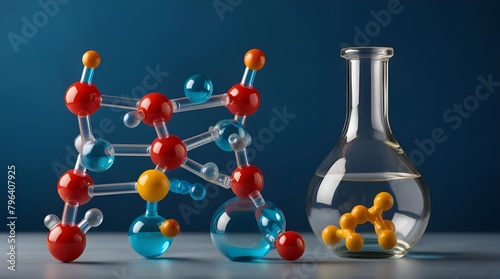 Molecules, abstract molecular and research background.generative.ai  photo