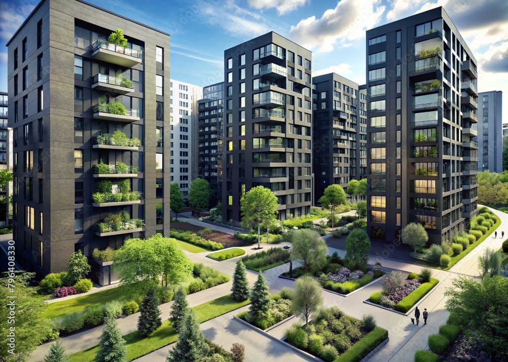 Modern high-rise residential buildings. Construction of new residential areas. New buildings. The construction business. Mortgage for new eco-friendly housing. Modern high-rise residential buildings. Construction of new residential areas. New buildings. The construction business. Mortgage for new eco-friendly housing.