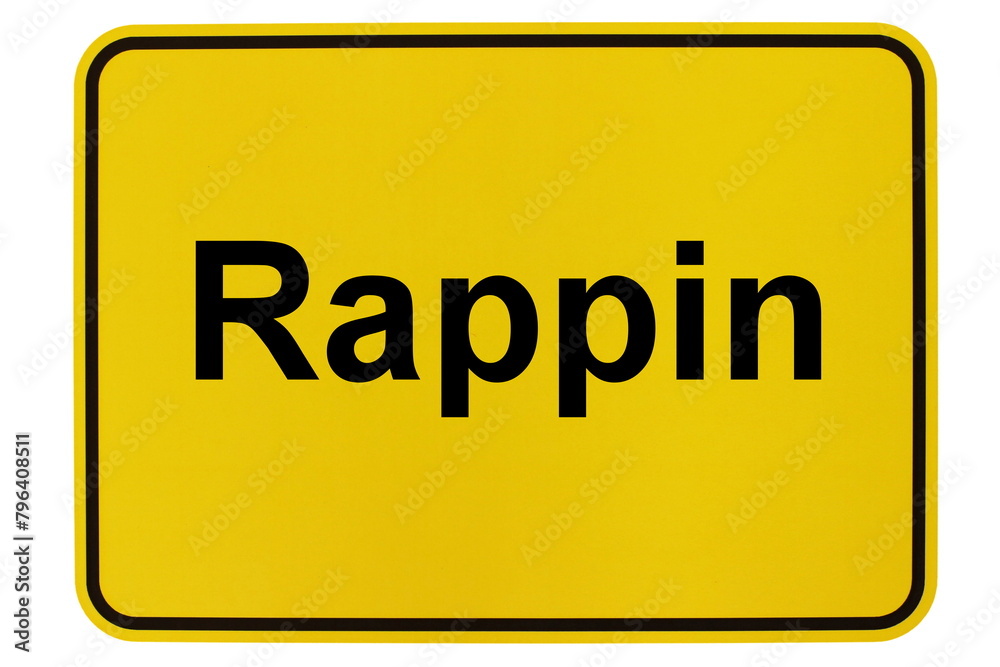 Illustration eines Ortsschildes der Gemeinde Rappin in Mecklenburg-Vorpommern Illustration eines Ortsschildes der Gemeinde Rappin in Mecklenburg-Vorpommern
