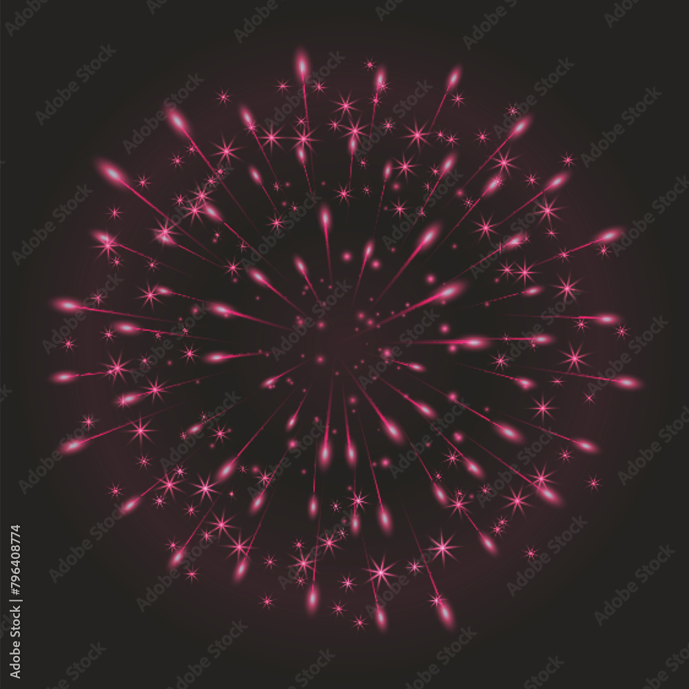 Fototapeta premium Firework Explosion Isolated on Dark Background