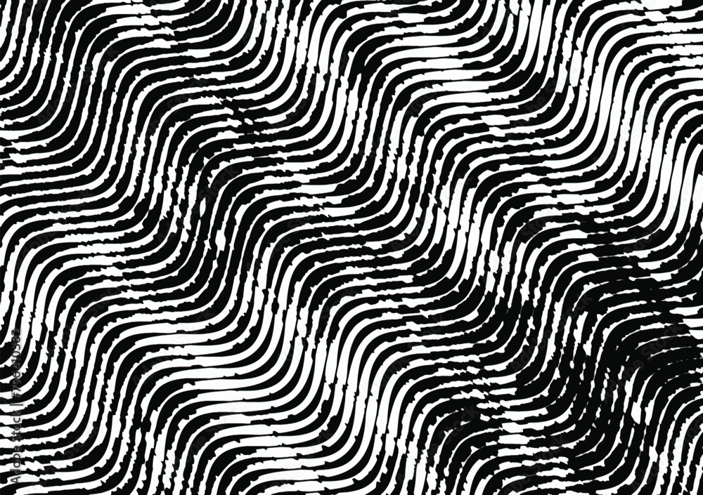 Line art optical art. Psychedelic abstract background. Monochrome background. Optical illusion style. Black dark background. Modern pattern. Abstract graphic texture. Graphic ornament