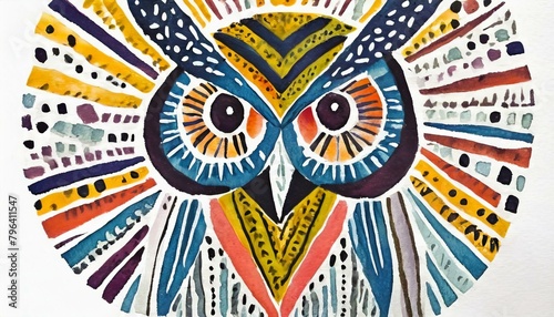 Owl painted portrait. Art card.