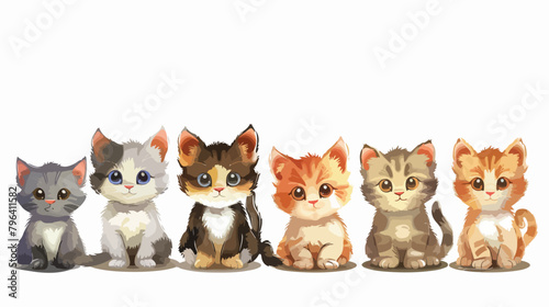 Cute cats collection isolated on white background Vector