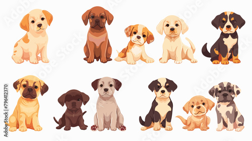 Cute dogs collection isolated on white background Vector