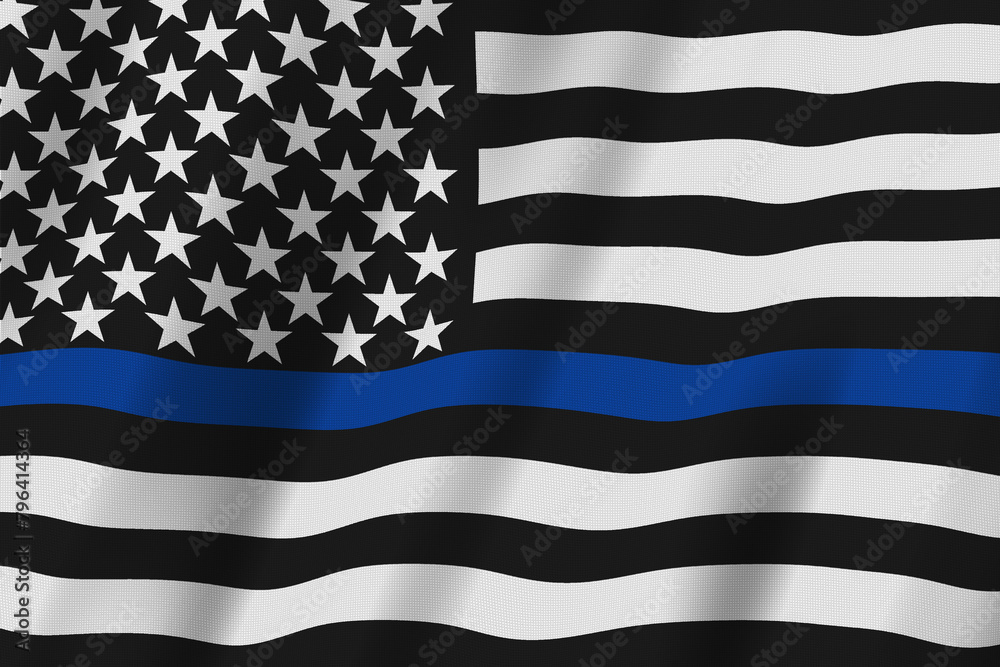 Thin Blue Line US flag with stars and stripes background