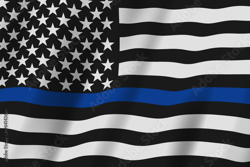 Obraz na płótnie Thin Blue Line US flag with stars and stripes background w salonie