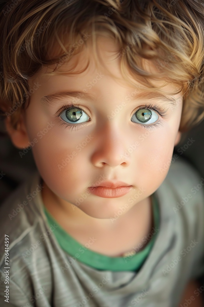 beautiful little boy with green eyes