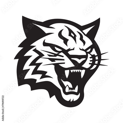 Black bobcat mascot logo icon on white background