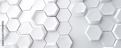 White hexagons pattern on white background. Genetic research  molecular structure. Chemical engineering