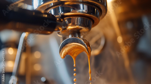 Close-up of Espresso Pour from Sleek Machine