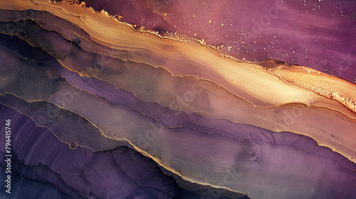 Abstract background made of dark purple and gold alcohol ink