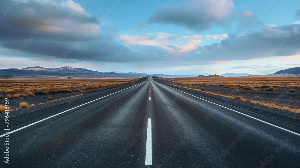 A long smooth highway stretches towards the horizon highlighting the pivotal role it plays in modern transportation. . AI generation. A long smooth highway stretches towards the horizon highlighting the pivotal role it plays in modern transportation. . AI generation.