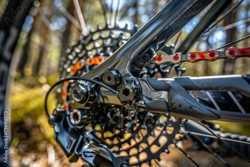 Detailed view of bicycle chain and gears, symbolizing precision in summer olympic sports