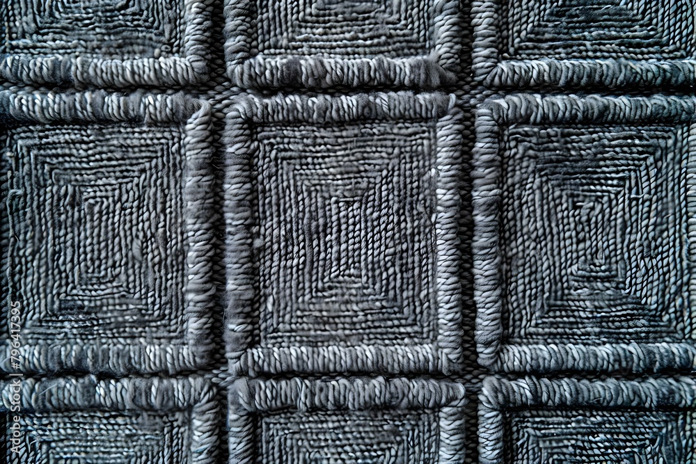 Fototapeta premium Gray square patterned carpet texture for fabric design or textile background. Concept Square Pattern Design, Textile Background, Fabric Texture, Gray Color Palette, Interior Decor