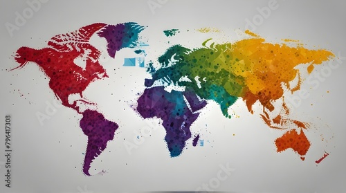 Map of the world  made from different colors.generative.ai 