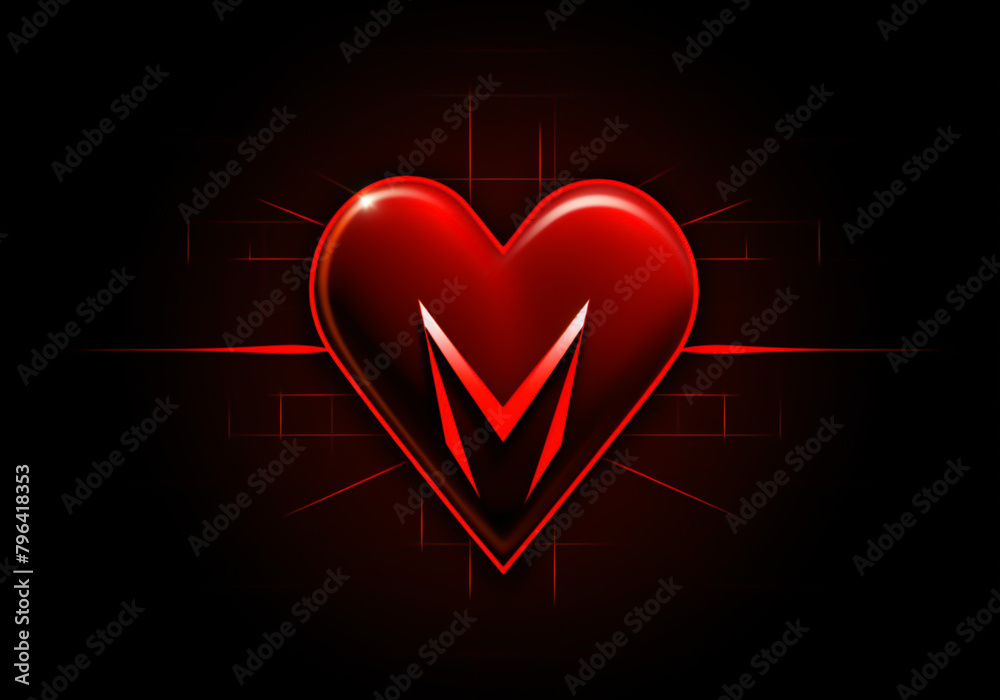 Red heart illustration on black background