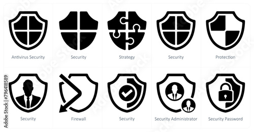 A set of 10 Security icons as antivirus security, security, strategy