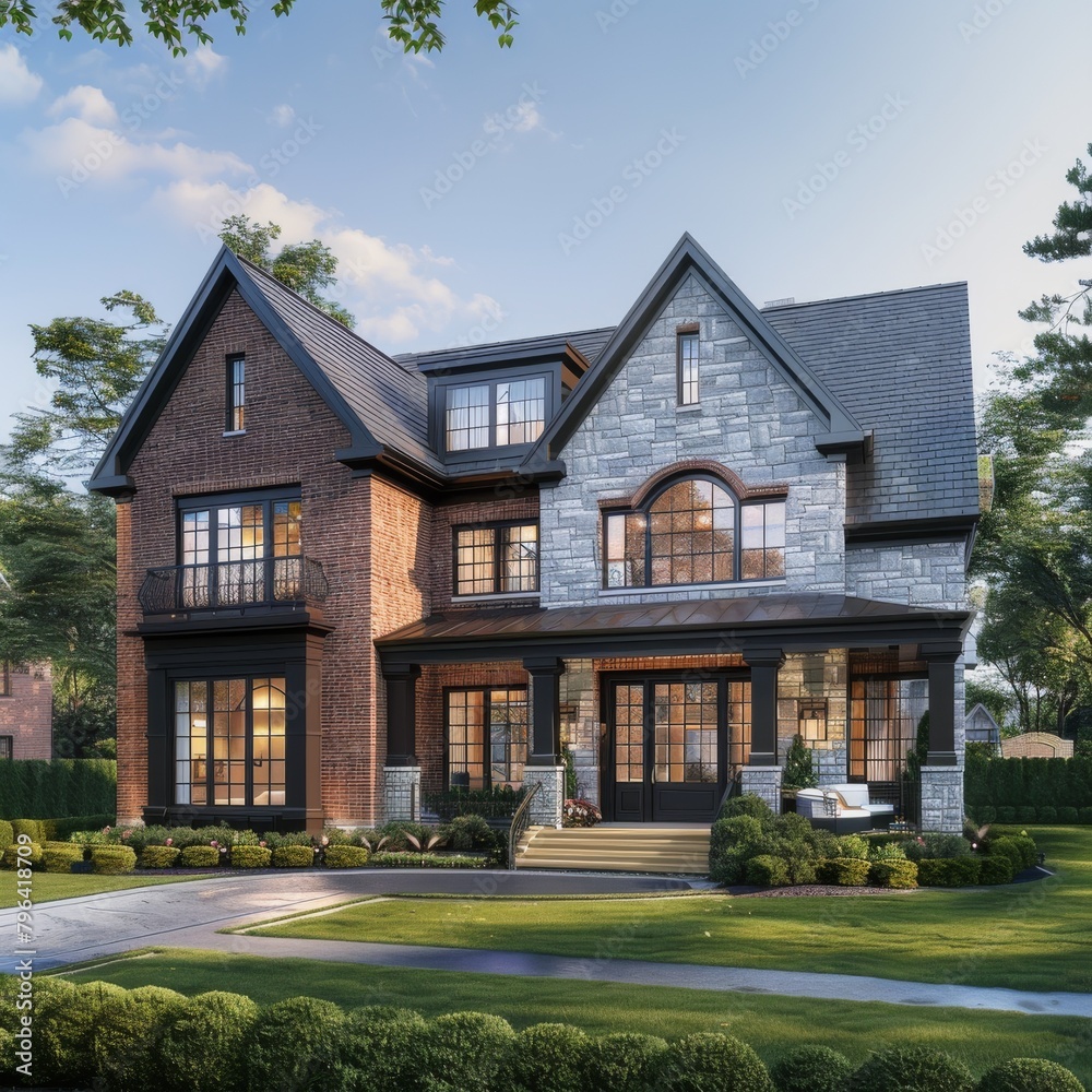 large modern two-story house large modern two-story house