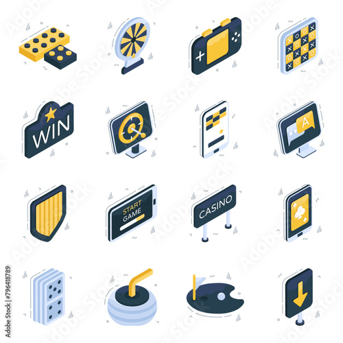 Set of Sports Accessories Isometric Icons 

 photo