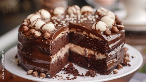 hazelnut chocolate cake on a plate