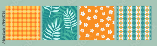 Colorful seamless pattern vector set, colorful summer seamless design art