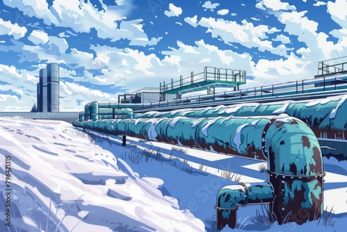 A beautiful painting of a train in the snow, perfect for winter-themed projects
