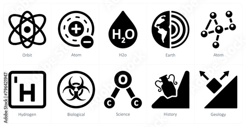A set of 10 Science and Experiment icons as ufology, anatomy, alein photo