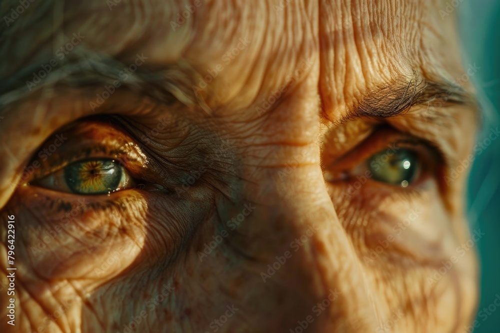 Detailed close-up of an older woman's eyes. Suitable for various medical or beauty concepts