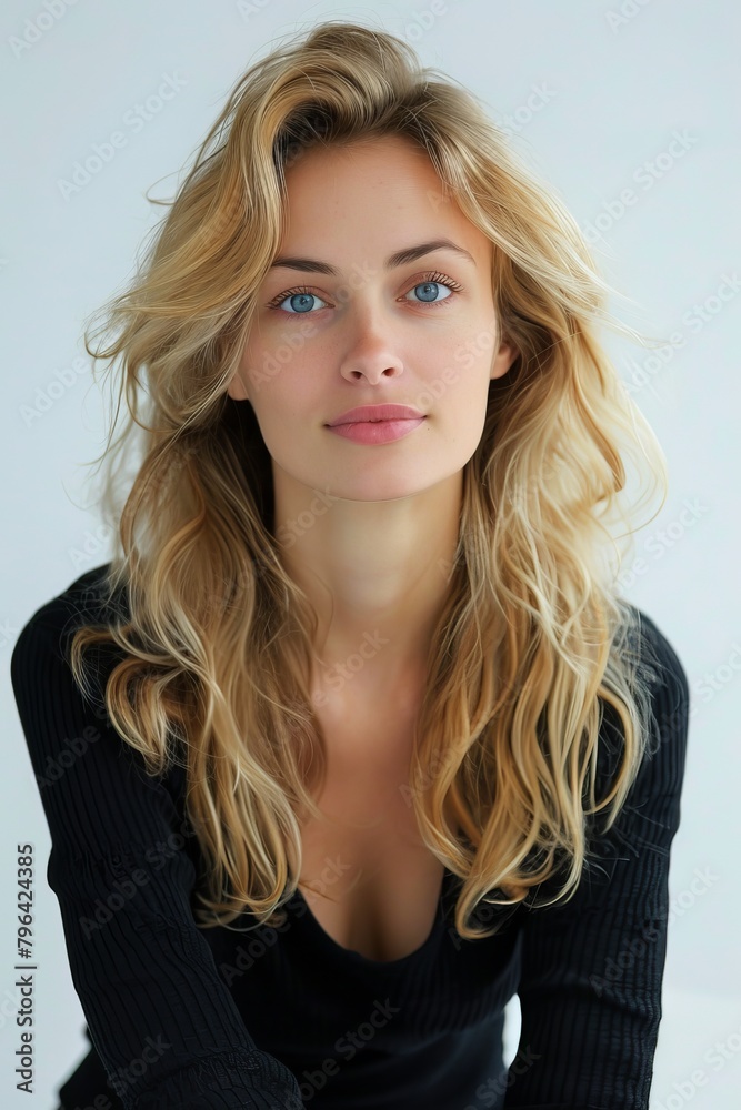 nice blonde woman, portrait on the white background nice blonde woman, portrait on the white background