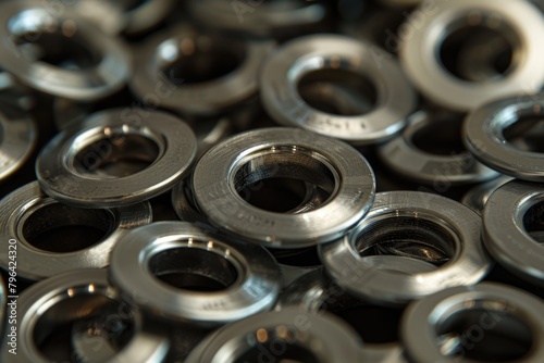 A close-up shot of a bunch of metal rings. Suitable for industrial, jewelry, or fashion concepts