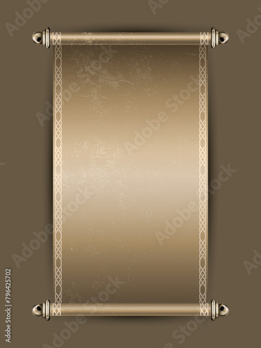 Decorative Chinese Style Scroll Design Isolated on Golden Background