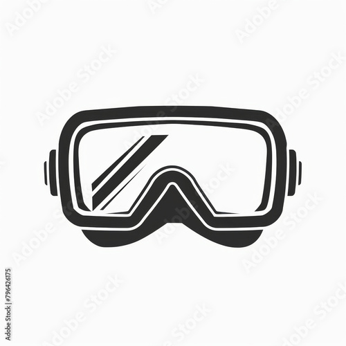 Black and white icon of safety goggles designed for clear visibility and visual representation of protection gear.