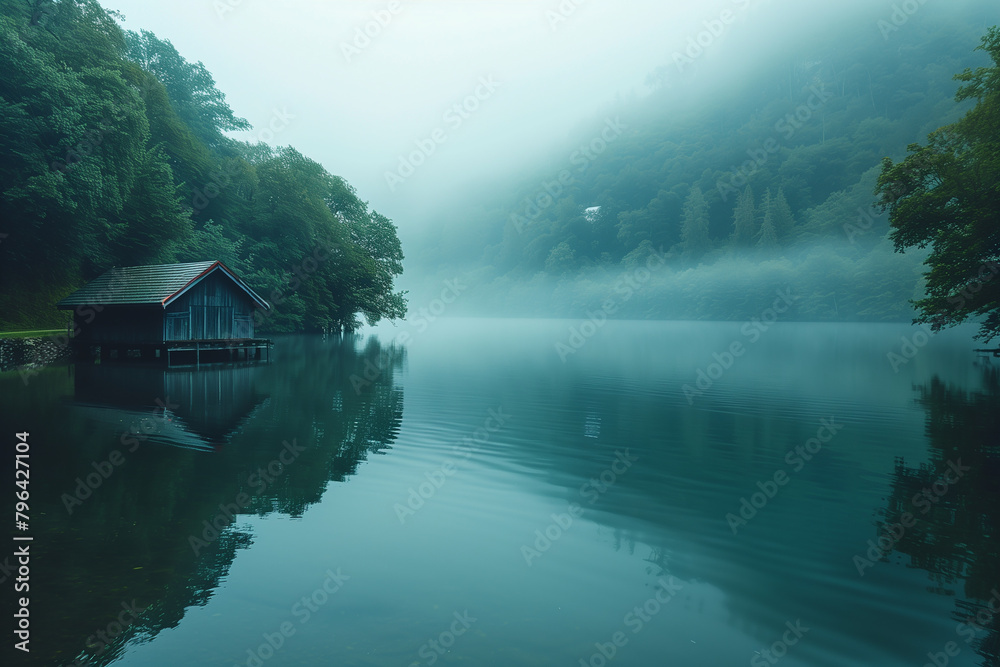 Fototapeta premium Calm lake views and mirror waters