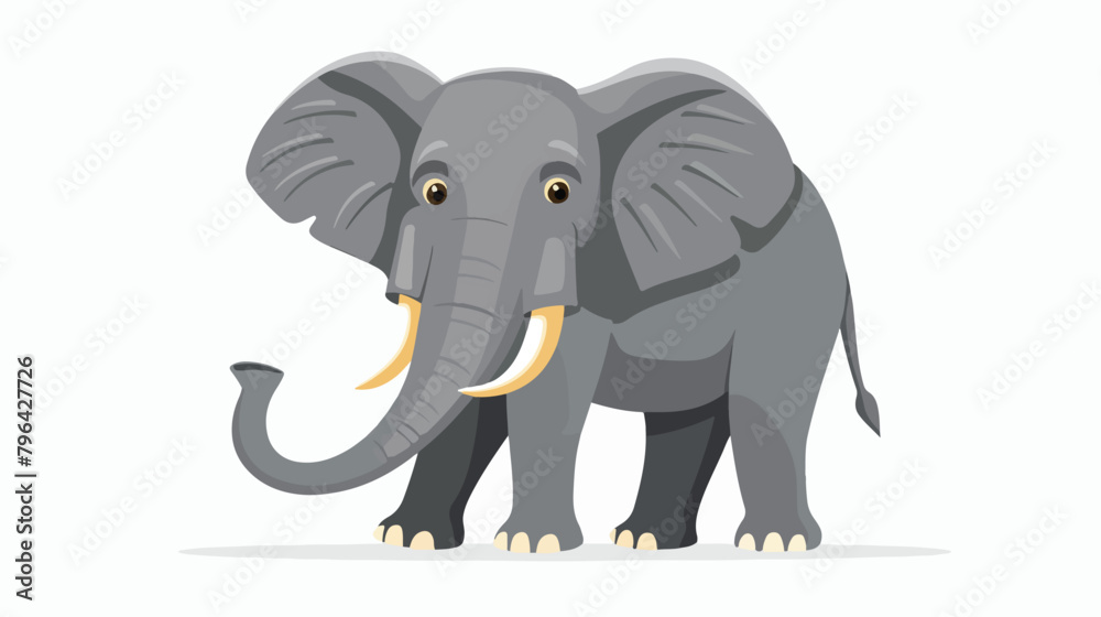 Funny adorable cute elephant isolated on white background