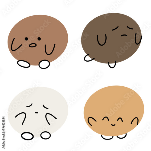 Cute Cartoon Faces Expressing Different Emotions
