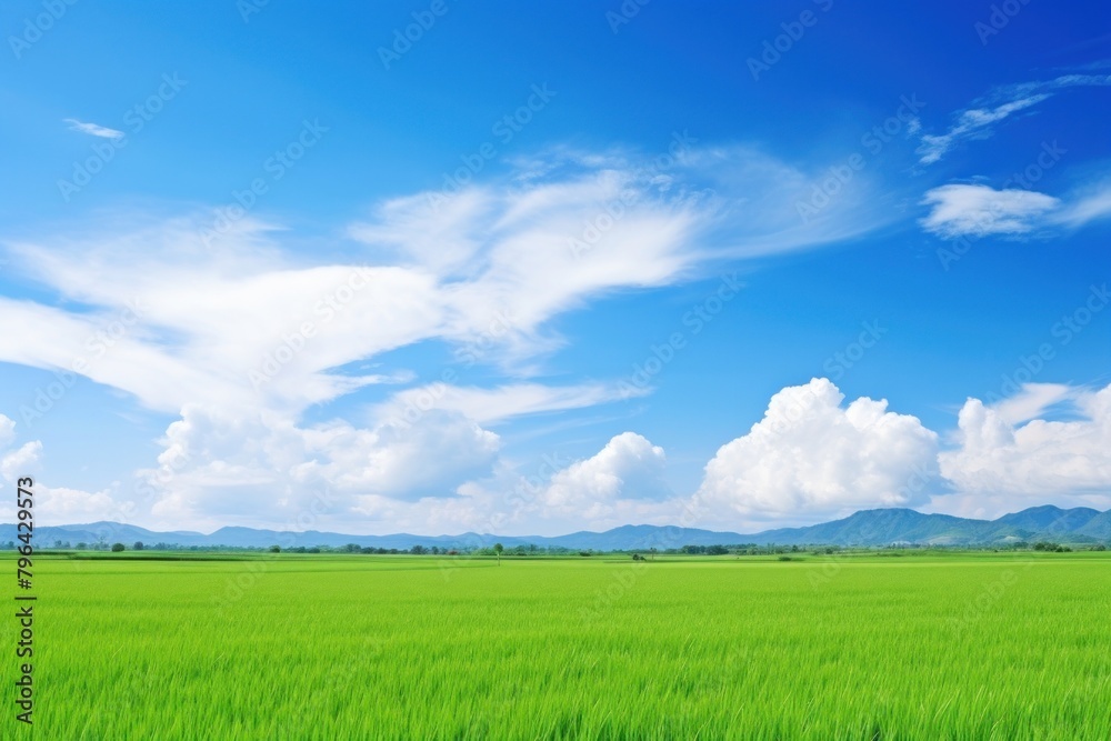 Photo of beautiful blue sky field landscape outdoors.