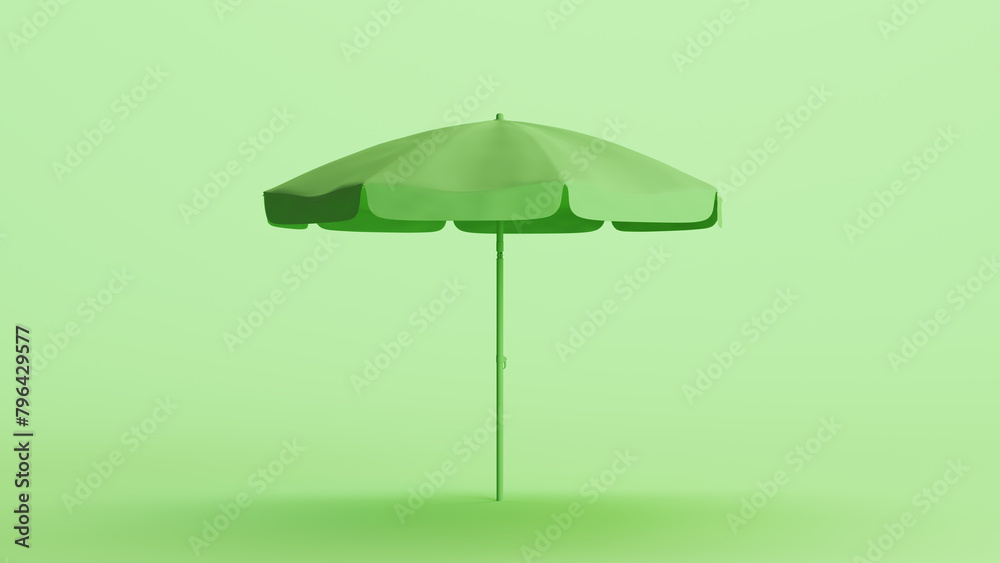 Green mint parasol beach umbrella sunshade protection summer holiday vacation 3d illustration render digital rendering