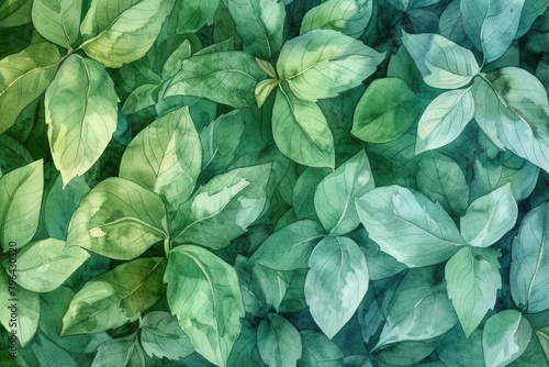 A close-up shot of a bunch of green leaves, suitable for nature and botanical themes #796430320