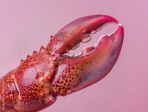 Detailed macro shot of a lobster s claw, set against a complementary pastel mauve background to enhance visual interest, no grunge, no dust, 4k photo