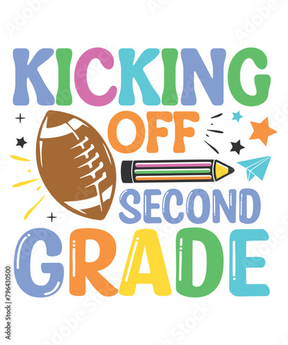 Kicking off 2nd gradeschool kid life svg design
