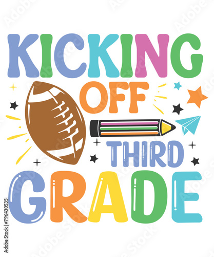 Kicking off 3rd grade school kid life svg design