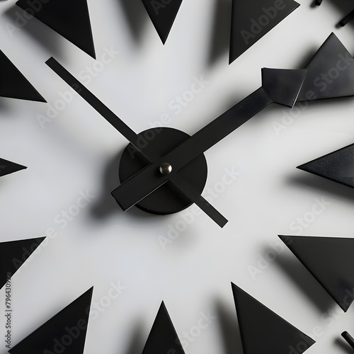 clock on the wall in black color on white backbround photo