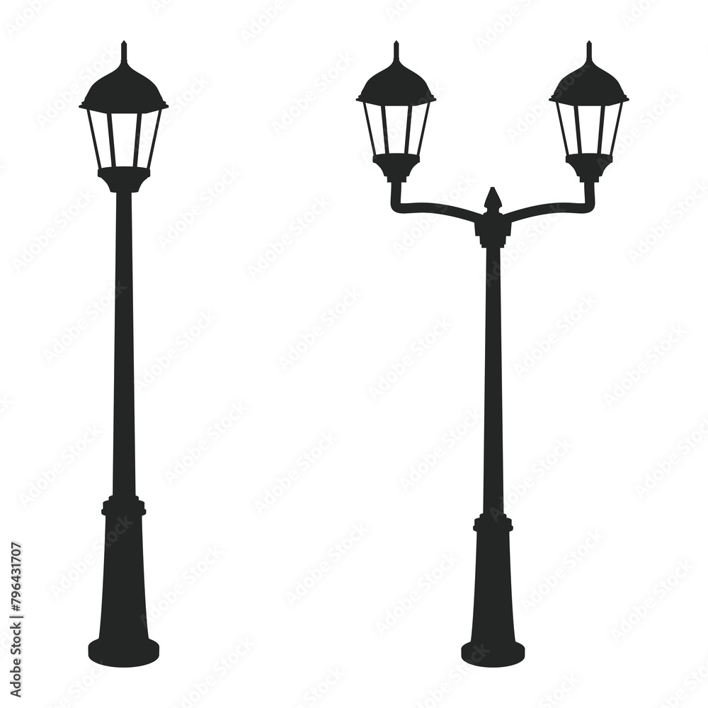 Outdoor Street lamps Isolated on White Background
