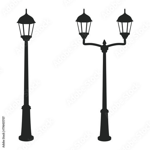 Outdoor Street lamps Isolated on White Background