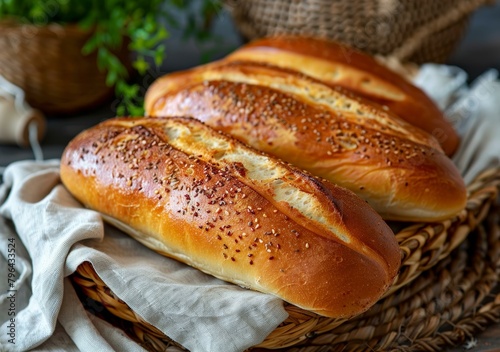 Loaf of bread in a basket