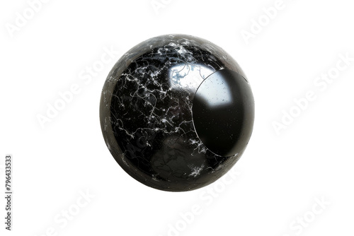Black Marble Ball on White Background