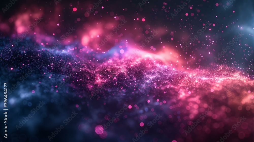Obraz premium b'Pink and blue glowing particles wave background'