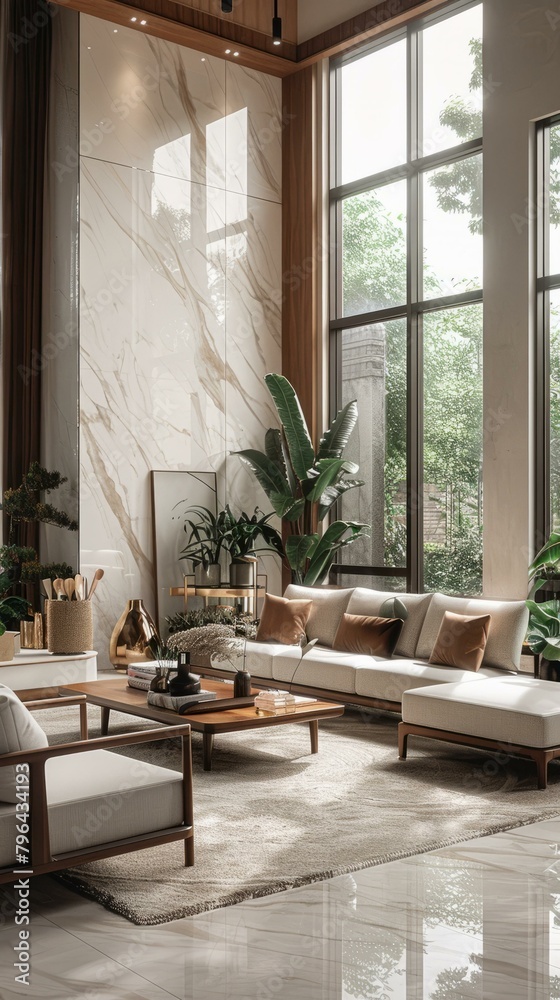b'Bright and Airy Living Room With Plants' b'Bright and Airy Living Room With Plants'