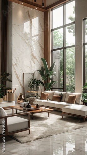 b'Bright and Airy Living Room With Plants'