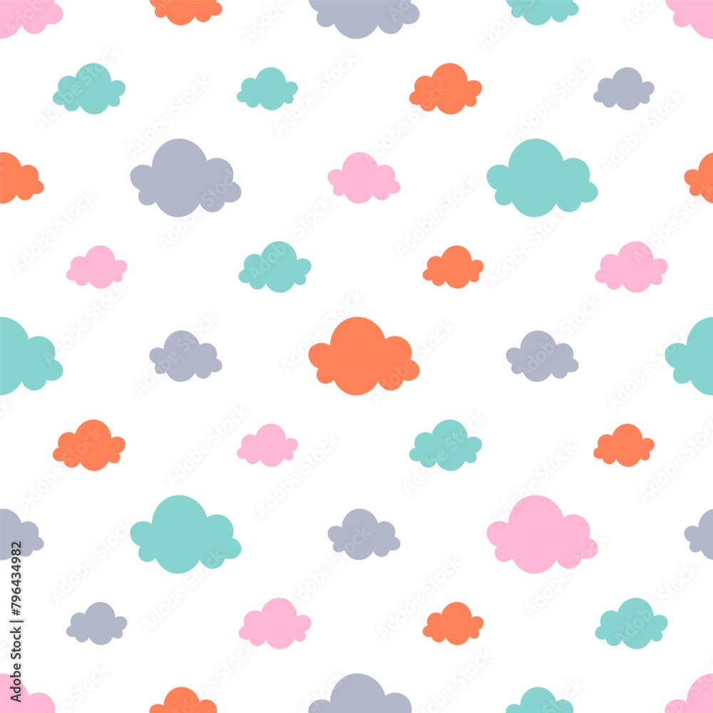 Seamless pattern with colorful clouds